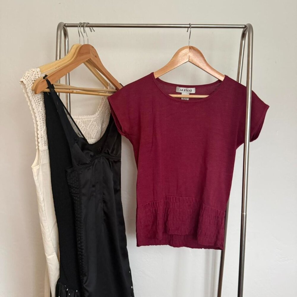 Alfani Women's Burgundy and Black Blouse